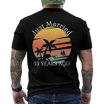 13Th Wedding Anniversary Cruise Just Married 13 Years Men's Back Print T-shirt | Mazezy