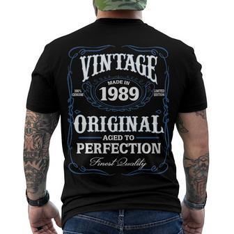1989 Birthday 1989 Vintage Aged To Perfection Men's T-Shirt Back Print - Seseable