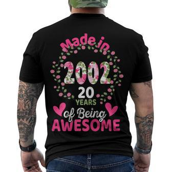 20 Years Old 20Th Birthday Born In 2002 Women Girls Floral Men's T-shirt Back Print - Seseable