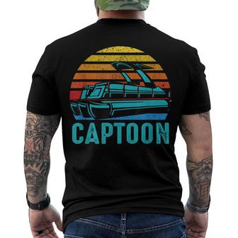 Funny Boating Captoon Pontoon Tritoon Captain Pontoon Boat  Men's Crewneck Short Sleeve Back Print T-shirt