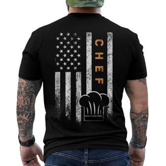 Chef American Flag Design Cook Cooking  Men's Crewneck Short Sleeve Back Print T-shirt