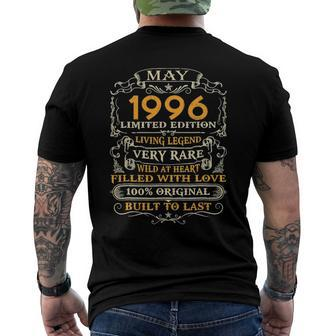 26Th Birthday 26 Years Old Retro Vintage May 1996 Birthday Party Men's Back Print T-shirt | Mazezy