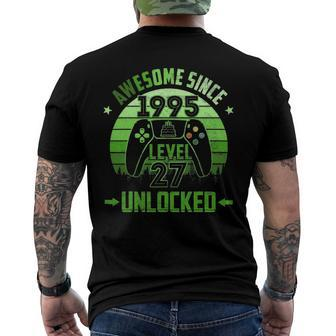 27 Years Old Birthday Unlocked Level 27 Awesome Since 1995 Birthday Party Men's Back Print T-shirt | Mazezy