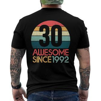30Th Birthday Vintage Retro 30 Years Old Awesome Since 1992 Men's Back Print T-shirt | Mazezy