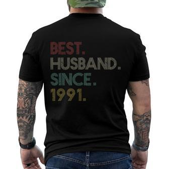 30Th Wedding Anniversary Gift Ideas Best Husband Since 1991 Men's Crewneck Short Sleeve Back Print T-shirt - Monsterry DE