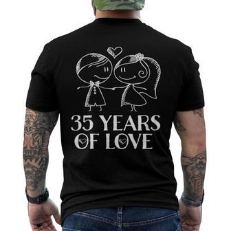 35Th Anniversary Couples 35 Year Wedding Anniversary Men's Back Print T-shirt | Mazezy