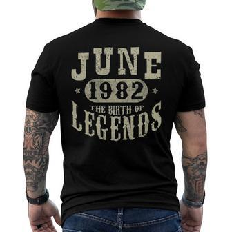 40 Years Old 40Th Birthday June 1982 Birth Of Legend Men's Back Print T-shirt | Mazezy