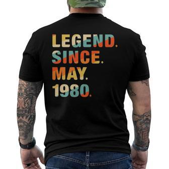 42Nd Birthday 42 Years Old Legend Since May 1980 Men's Back Print T-shirt | Mazezy