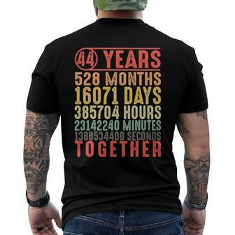 44 Years Marriage 44Th Wedding Anniversary For Parents Men's Back Print T-shirt | Mazezy