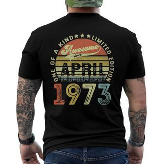49 Years Old Birthday Awesome Since April 1973 49Th Birthday Men's Back Print T-shirt | Mazezy