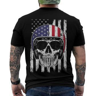 4Th Of July American Flag Skull Motorcycle T Men Dad Men's T-shirt Back Print - Seseable