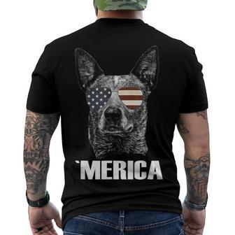 4Th July Blue Heeler Dog Merica Patriotic Usa Flag Cute Men's T-shirt Back Print - Seseable