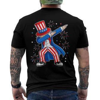 4Th Of July Dabbing Uncle Sam Costume Patriotic Men's Back Print T-shirt | Mazezy