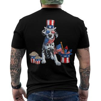 4Th Of July Dalmatian Dad American Sunglasses Dog Puppy Usa Men's T-shirt Back Print - Seseable