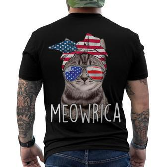 4Th Of July Day Of Independence Meowrica Meowrica Cat Owner Men's T-shirt Back Print - Seseable