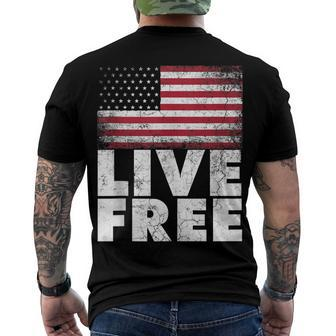 4Th Of July For Men Women Live Free American Flag Men's T-shirt Back Print - Seseable