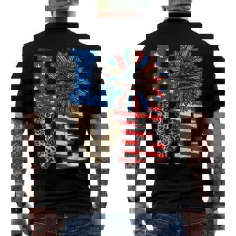 4Th Of July Love Sunflower Leopard Patriotic American Flag Men's T-shirt Back Print - Seseable