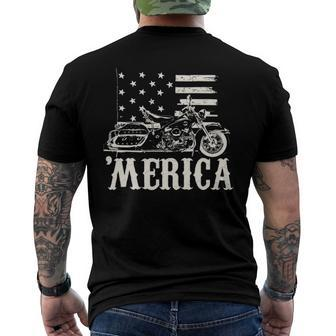 4Th Of July Merica V-Twin Motorcycle Biker Men's Back Print T-shirt | Mazezy