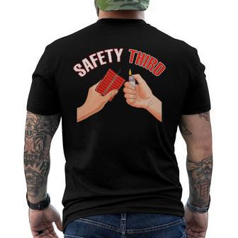 4Th Of July Patriotic Fireworks Safety Third Men's Back Print T-shirt | Mazezy