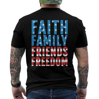 4Th Of July S For Men Faith Family Friends Freedom Men's Back Print T-shirt | Mazezy