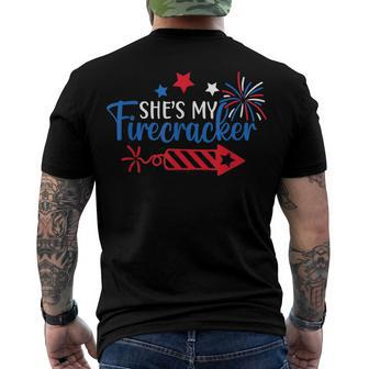 4Th Of July She Is My Firework Patriotic Us Couples Men's T-shirt Back Print - Seseable