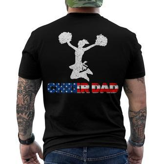 Mens 4Th Of July Us Flag Cheer Dad For Fathers Day Men's T-shirt Back Print - Seseable