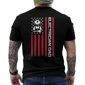 Mens 4Th Of July Us Flag Electrician Dad For Fathers Day Men's Back Print T-shirt | Mazezy
