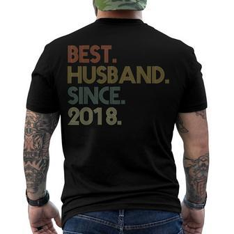 Mens 4Th Wedding Anniversary Best Husband Since 2018 Men's T-shirt Back Print - Seseable