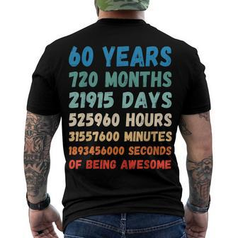 60Th Birthday 60 Years Of Being Awesome Wedding Anniversary Men's T-shirt Back Print - Seseable