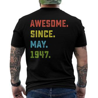 75Th Birthday Awesome Since May 1947 75 Years Old Men's Back Print T-shirt | Mazezy