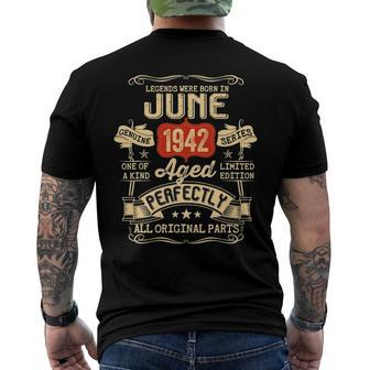 80 Years Old 80Th Birthday Vintage June 1942 Birthday Party Men's Back Print T-shirt | Mazezy
