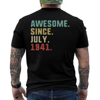 81Th Birthday Men Awesome Since July 1941 Birthday Party Men's Crewneck Short Sleeve Back Print T-shirt | Mazezy