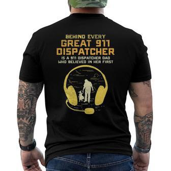 911 Dispatcher Dad Dispatching Daddy Father Fathers Day Men's Back Print T-shirt | Mazezy