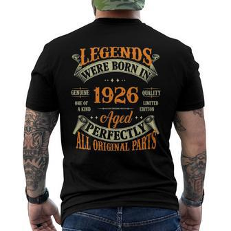 96Th Birthday Tee Vintage Legends Born In 1926 96 Years Old Men's Back Print T-shirt | Mazezy