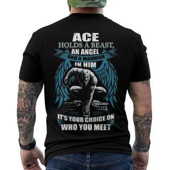 Ace Name Ace And A Mad Man In Him Men's T-Shirt Back Print - Seseable