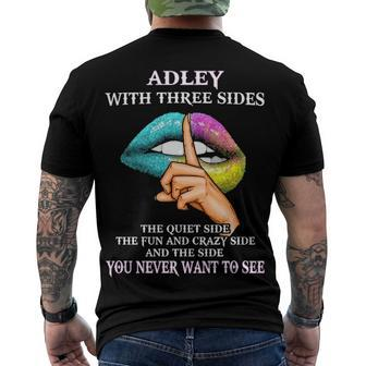 Adley Name Adley With Three Sides Men's T-Shirt Back Print - Seseable