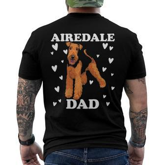 Airedale Dad Papa Daddy Pa Father Bingley Men's Back Print T-shirt | Mazezy