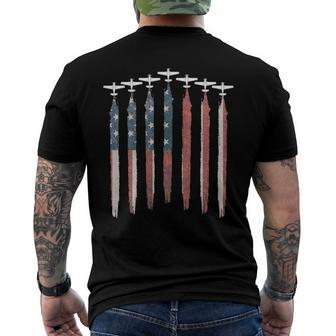 Airplane Pilot Flying Usa Flag Patriot American 4Th Of July Men's Back Print T-shirt | Mazezy