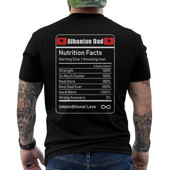 Albanian Dad Nutrition Facts Fathers Men's Back Print T-shirt | Mazezy