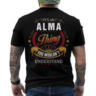 Alma Shirt Family Crest Alma T Shirt Alma Clothing Alma Tshirt Alma Tshirt For The Alma Men's T-Shirt Back Print - Seseable