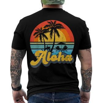 Aloha Hawaii Hawaiian Island Vintage Palm Tree Surfboard V2 Men's T-shirt Back Print - Seseable