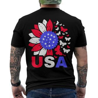 American Flag 4Th Of July Proud Usa Flower Girl Men's T-shirt Back Print - Seseable
