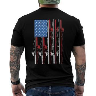 American Flag Fishing Patriotic FishermanFishing Rods Flag Men's Back Print T-shirt | Mazezy