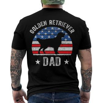 Mens American Flag Golden Retriever Dad 4Th Of July Fathers Day Men's T-shirt Back Print - Seseable