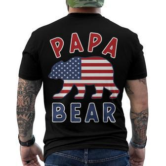 Mens American Flag Papa Bear 4Th Of July Usa Patriotic Dad V2 Men's T-shirt Back Print - Seseable