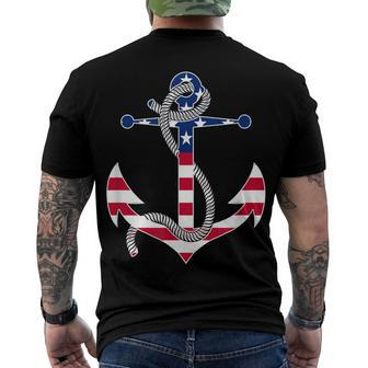 American Flag Patriotic Anchor - Memorial Day 4Th Of July Men's T-shirt Back Print - Seseable