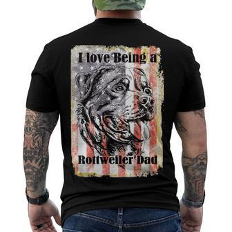 Mens American Flag Usa Patriotic Rottweiler Dad 4Th July Men's T-shirt Back Print - Seseable