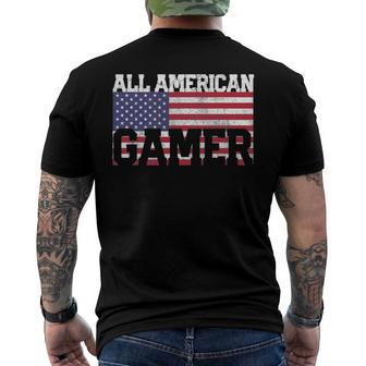 All American Flag Video Gamer July 4Th Boys Kids Men Men's Back Print T-shirt | Mazezy