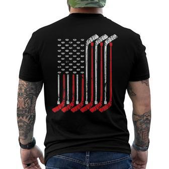 American Flag Vintage Retro Ice Hockey Sports Patriot Men's Back Print T-shirt | Mazezy
