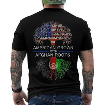 American Grown Afghan Roots Usa Flag Afghanistan Flag Men's T-shirt Back Print
